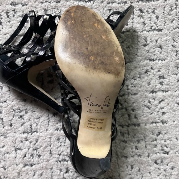 Franco Sarto size 7.5- Artisan  Heel Ankle Strap Black - Picture 6 of 13